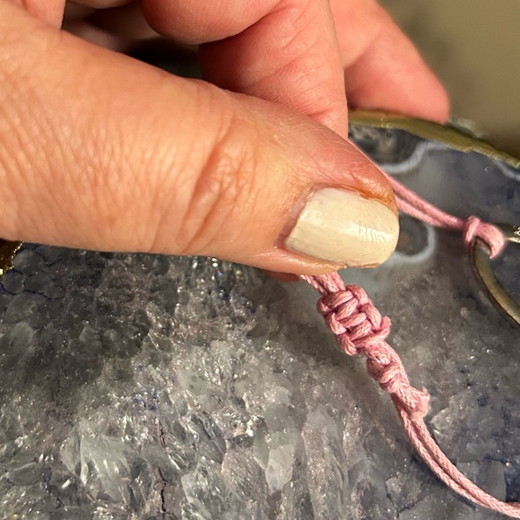 Two thin string bracelets. Maroon with small rhinestone and gold accent and Pink - Picture 8 of 8